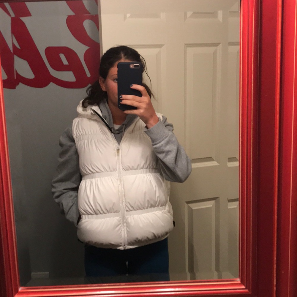 White puffer vest